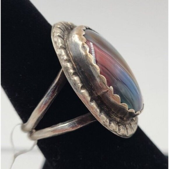 Rainbow Agate Herbert Tsosie Size 7 Sterling Ring Made in USA Retails $170 NWT - Picture 3 of 14